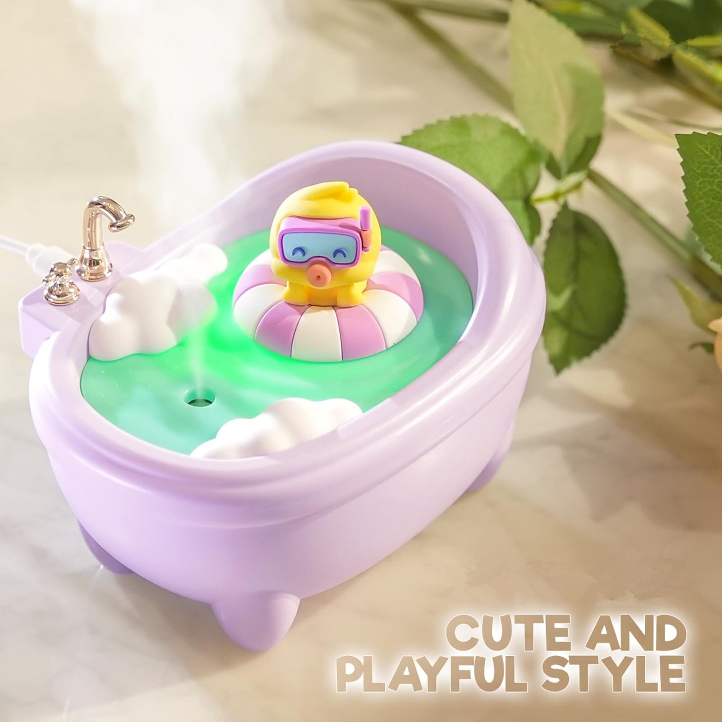 Cute Humidifier for Bedroom,Top Fill 0.34L Desk Mini Humidifier Aroma Diffuser,Cool Mist,20db Quiet,Easy Clean,Colorful Light, Auto Shut off,Small Humidifier for Baby Room,Plants,Home,Office (Purple)