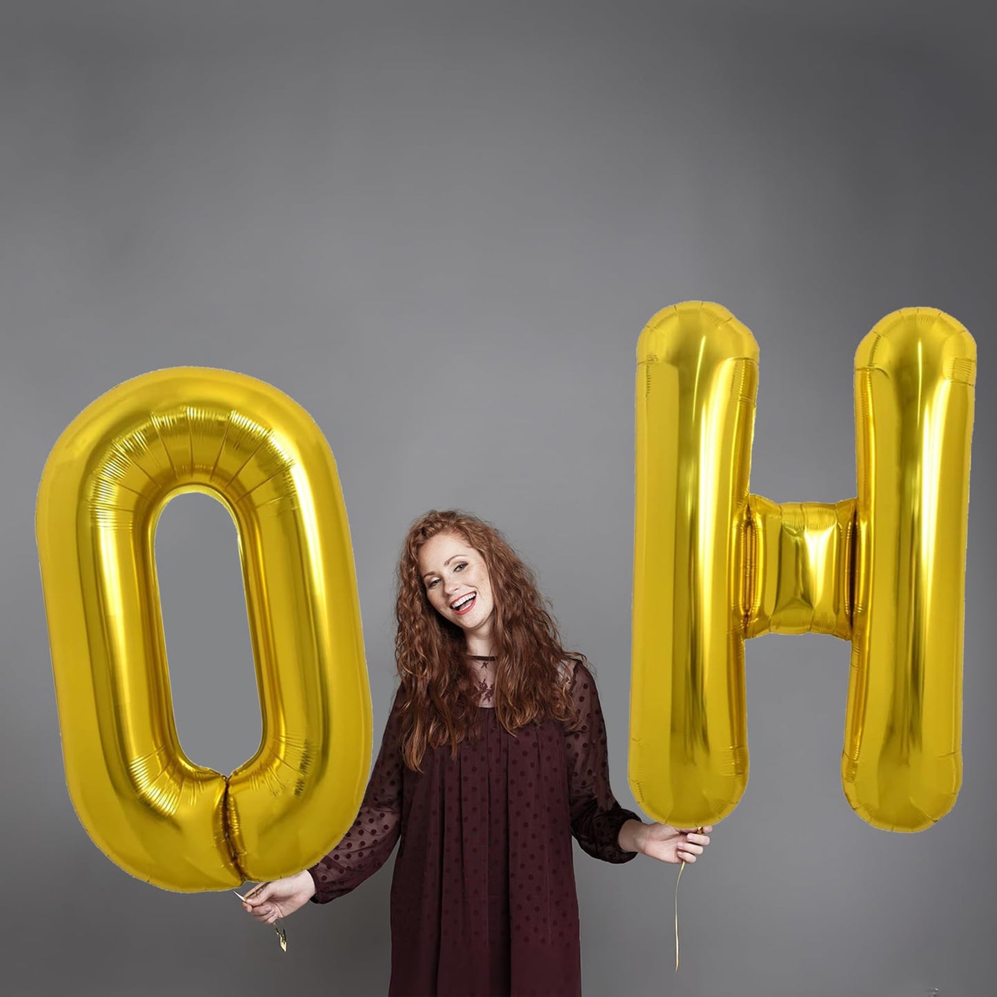 40 Inch Oh Baby Balloon, Shower Decorations, Large Sign for Backdrop, Shiny Banner for Gender Reveal Party Supplies (Gold)