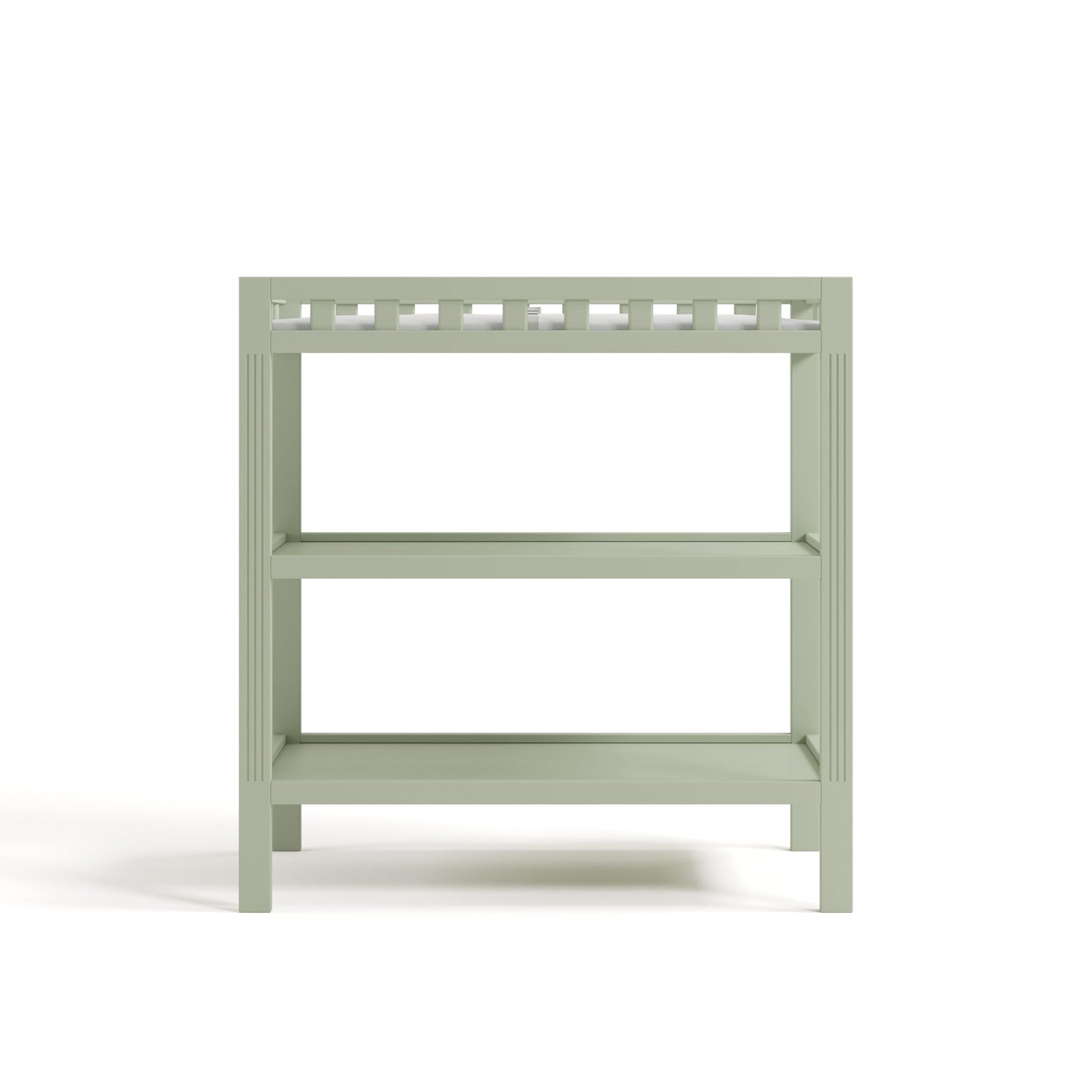 Storkcraft Morningside Changing Table (Sage) – GREENGUARD Gold Certified Baby Changing Table, Includes Waterproof Diaper Changing Pad, Easy 30-Minute Assembly, 2 Open Shelves for Storage
