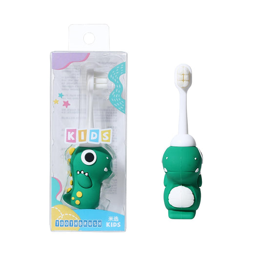 Neverfade Dinosaur Kids Toothbrush - Extra Soft Wide Head Toothbrush Tor Baby, 0.08mm Soft Filament Toddler Toothbrush for Kids 2-4,Make Brushing Fun and Protect Kids Delicate(Green)