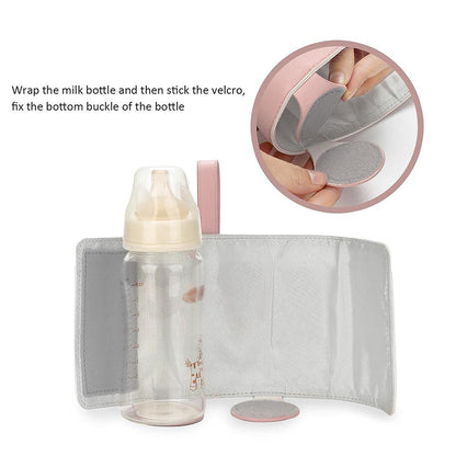 Bottle Warmer Bag 3 Temperature Adjustable Portable Baby Bottle Warmer for Connecting to Mobile Power