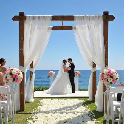 Wedding Arch Draping Fabric 2 Panels 30'' x 18FT Sage Green Sheer Chiffon Arch Drapery for Bridal Shower Backdrop Outdoor Party Church Ceremony