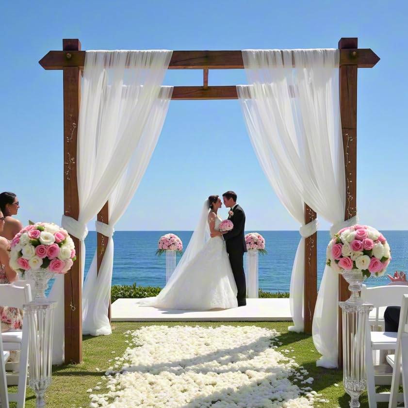 Wedding Arch Draping Fabric 2 Panels 30'' x 18FT Sage Green Sheer Chiffon Arch Drapery for Bridal Shower Backdrop Outdoor Party Church Ceremony