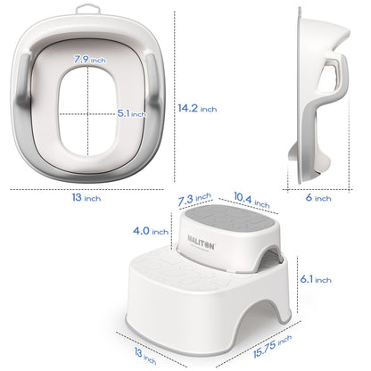 Potty Training Seat with Step Stools, Maliton Potty Training Toilet for Toddlers Girls with Splash Guard, Anti-Slip Toddler Stool for Bathroom, One Potty Seat and 2 in 1 Step Stool for Kids (Pink)