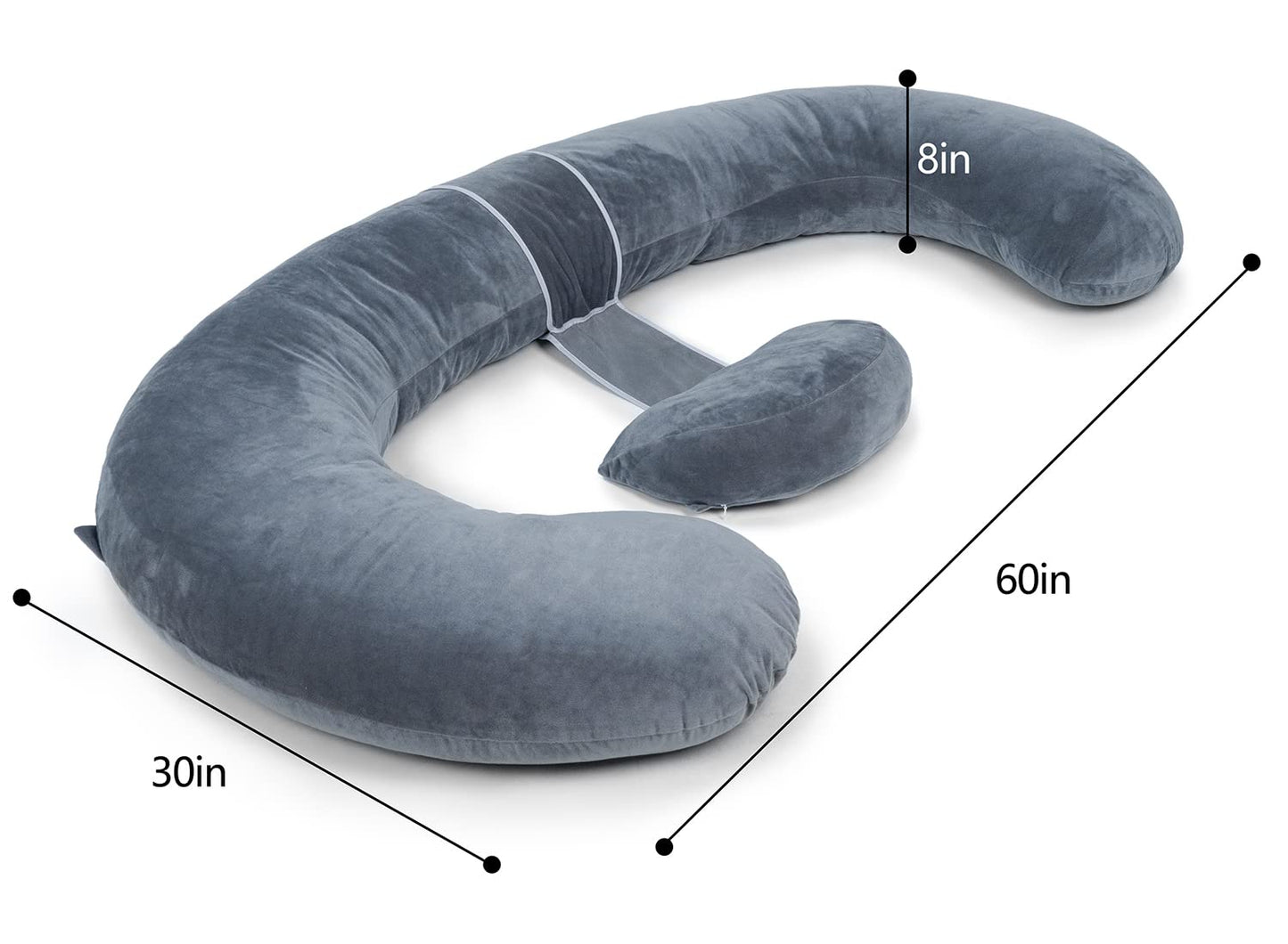 QUEEN ROSE Cooling Pregnancy Pillows,E Shaped Full Body Pillow for Sleeping, with Pregnancy Wedge Pillow for Belly Support, 60 Inch Maternity Pillow for Side Sleeper, Cooling Rayon Cover, Purple