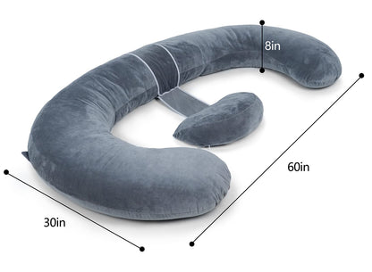 QUEEN ROSE Cooling Pregnancy Pillows,E Shaped Full Body Pillow for Sleeping, with Pregnancy Wedge Pillow for Belly Support, 60 Inch Maternity Pillow for Side Sleeper, Cooling Rayon Cover, Purple