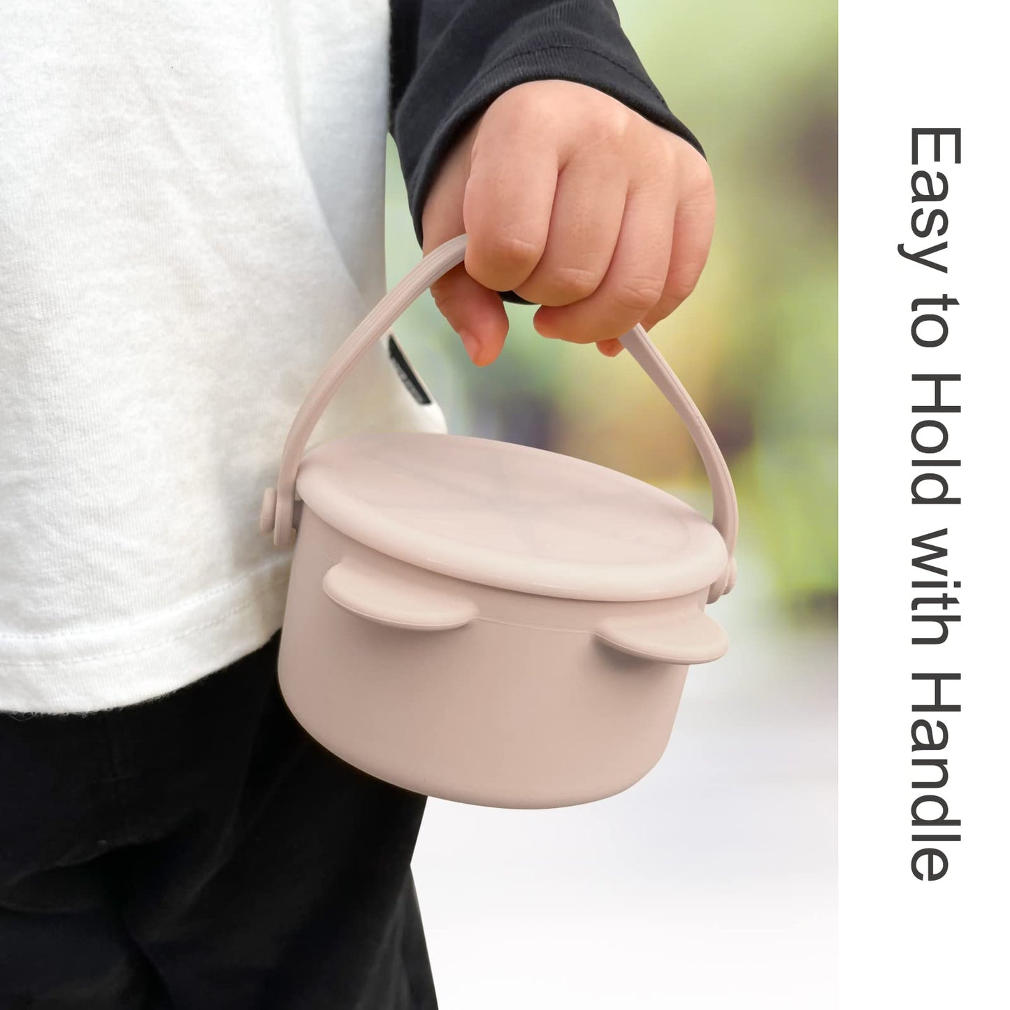 Silicone Snack Cups for Toddlers, Toddler Snack Containers, Baby Treat Catcher with DustProof Lid 2 Pack Dishwasher Safe and BPA Free 9 Oz