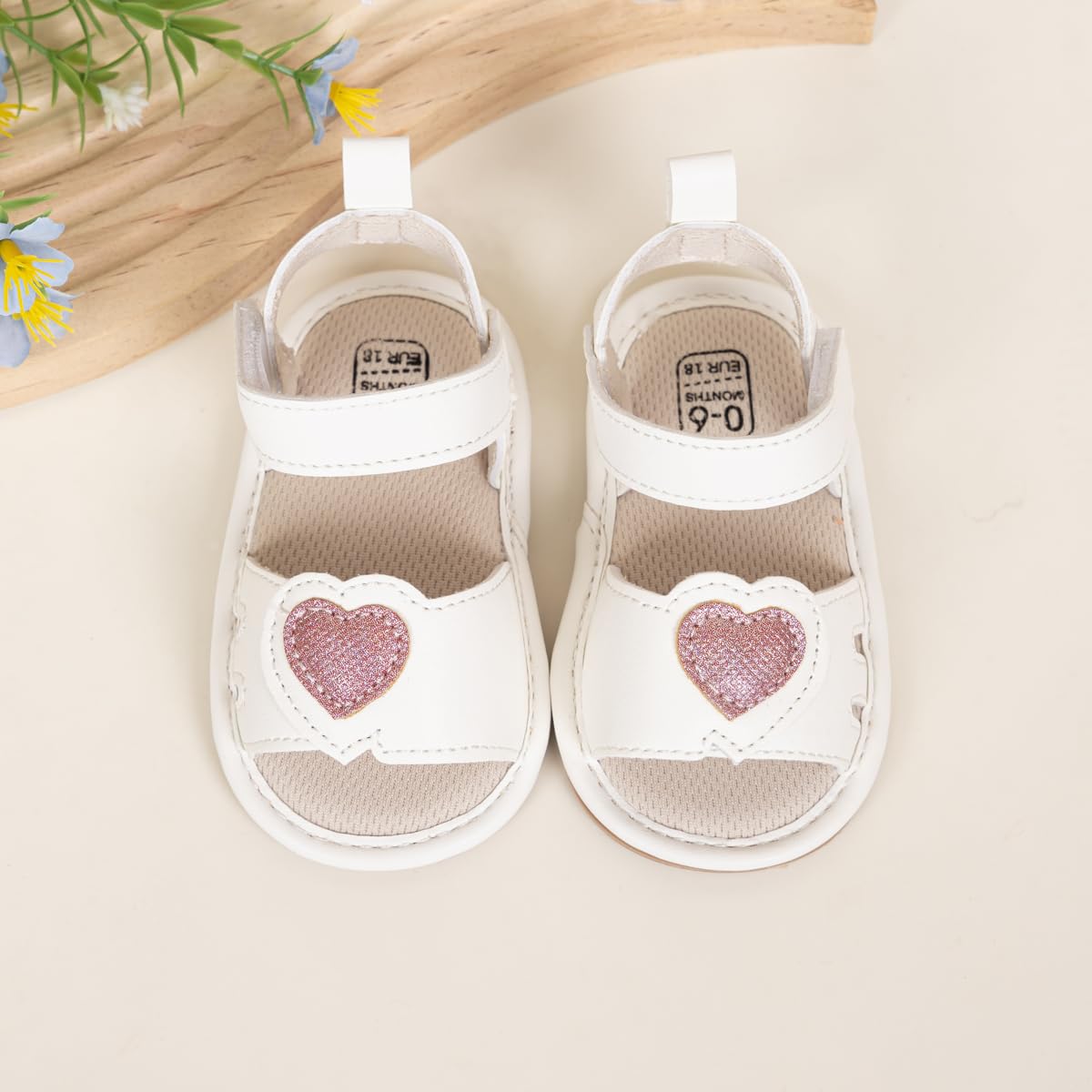 Sawimlgy Baby Girls Boys Sandals Summer Flowers Shoe Rubber Sole PU Leather Mesh Infant Toddler First Walkers Princess Dress Outdoor Shoes