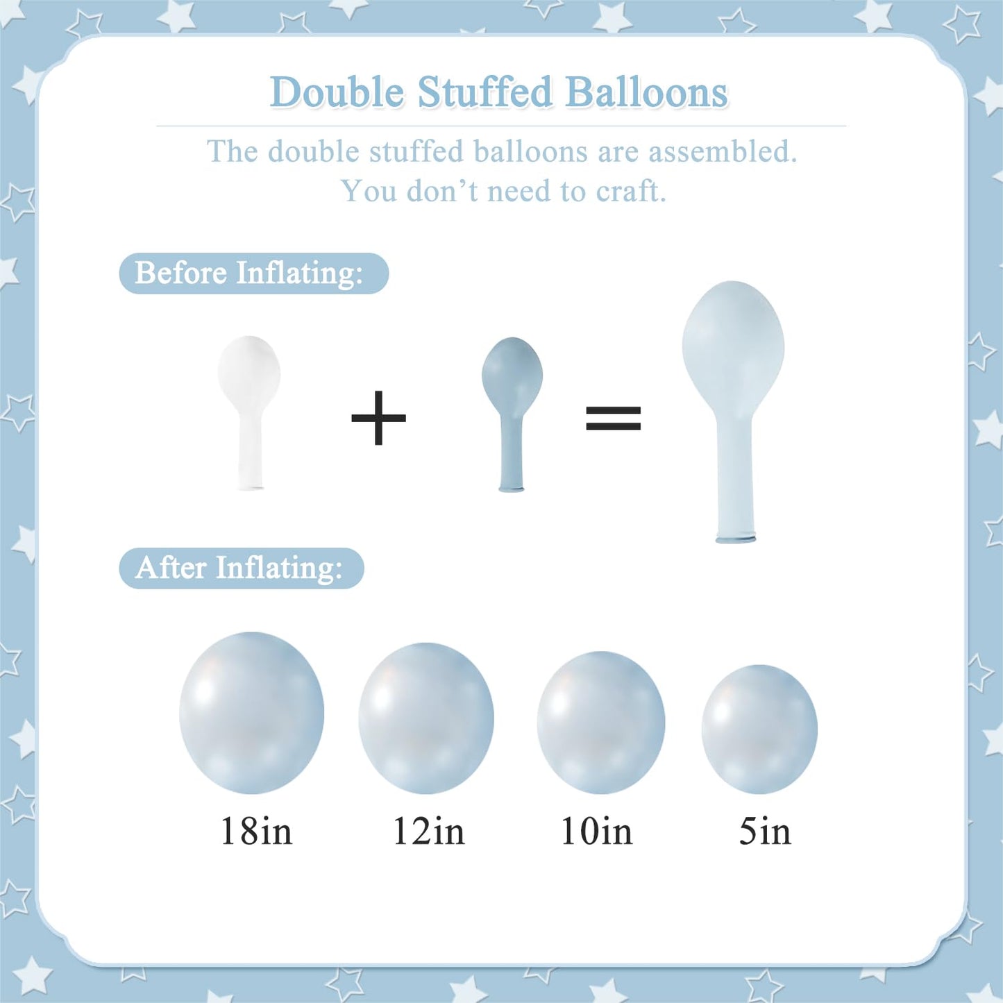 Blue Balloon Arch Kit, 127Pcs Double Stuffed Balloon Arch Garland Kit Include Pearl Blue Macaron Light blue White Clear Balloons for Bridal Shower Baby Shower Birthday Wedding Decorations