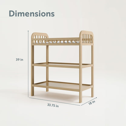Storkcraft Pasadena Changing Table with Water-Resistant Changing Pad (Driftwood) - GREENGUARD Gold Certified, Includes Bonus Water-Resistant Changing Pad with Safety Strap, 2 Open Shelves