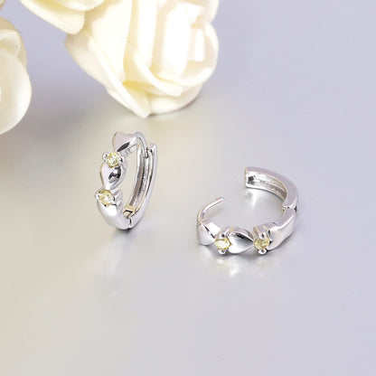 CiNily 14K White Gold Plated Small Hoop Earrings for Women Girls Heart Cubic Zirconia Hypoallergenic Earrings