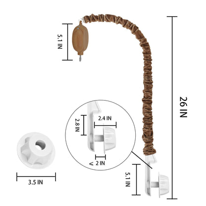 Baby Mobile arm with Music Box Spinner, Imitation Wood 35 lullabies Crib Mobile Motor ,Volume Control，26 inches Crib Mobile arm Mobile Holder