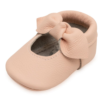 BirdRock Baby Bow and Knot Moccasins - Genuine Leather Baby Girl Shoes