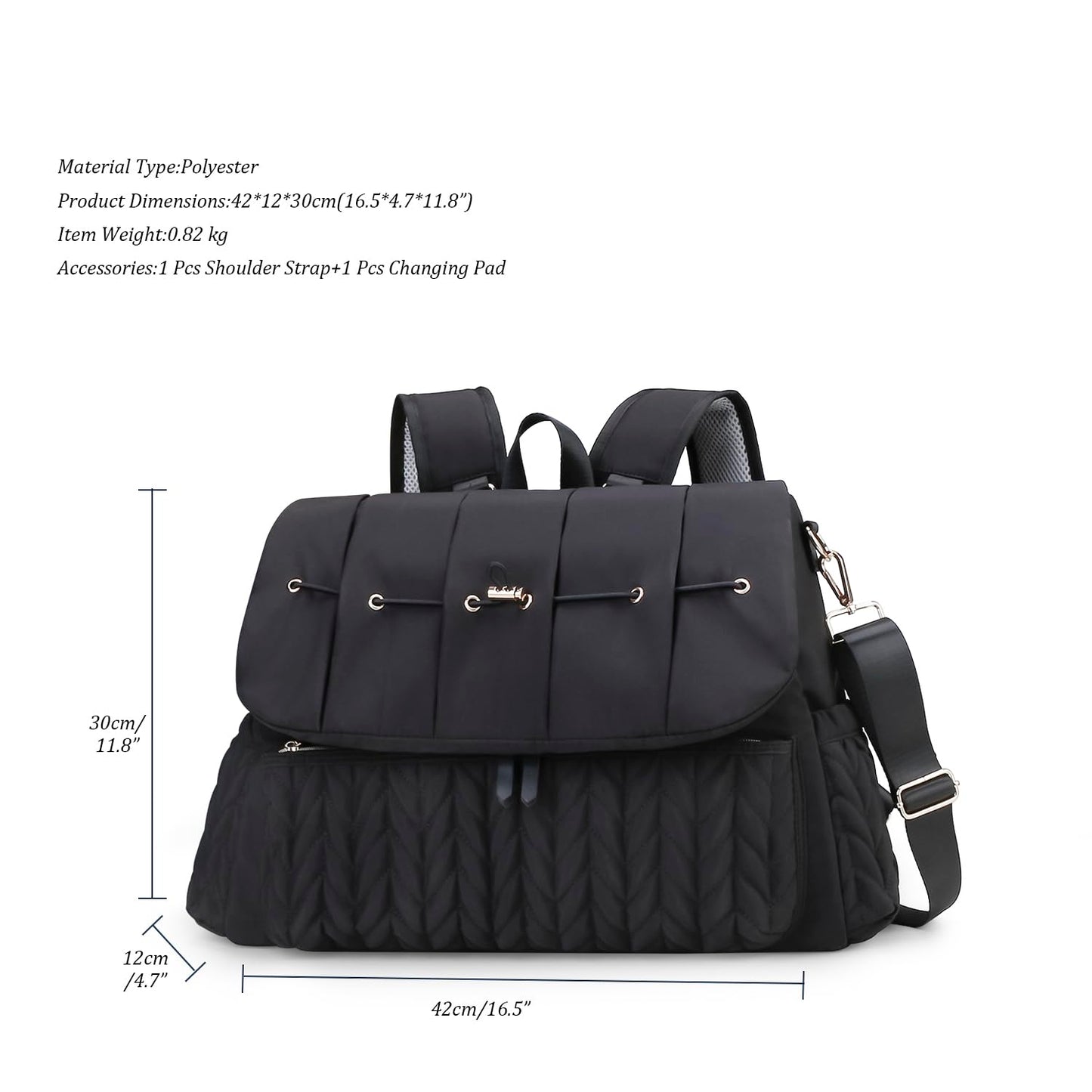 Lmbabter Diaper Bag Backpack Convertible Messenger Bag Travel Backpack Maternity Bags Stylish Baby Bag with Changing Pad for Mom (Brown)