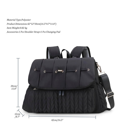 Lmbabter Diaper Bag Backpack Convertible Messenger Bag Travel Backpack Maternity Bags Stylish Baby Bag with Changing Pad for Mom (Brown)