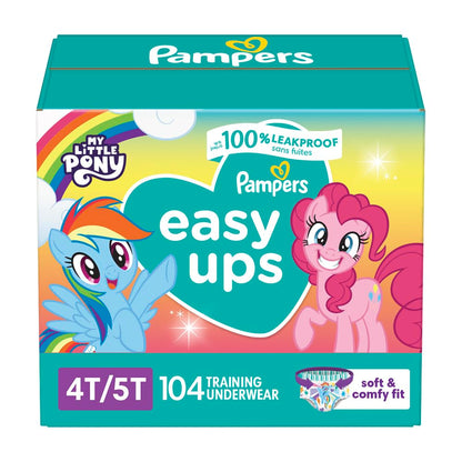 Pampers Training Pants - Easy Ups Girls & Boys - Size 5T-6T, 84 Count, Easy Pull Up & Down Design, My Little Pony Potty Underwear (Packaging May Vary)