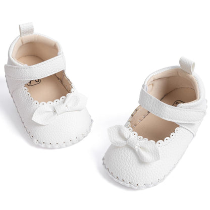 HsdsBebe Infant Baby Girls Mary Jane Flats Bow Non-Slip Soft Sole Princess Toddler First Walkers Sneaker Wedding Dress Shoes