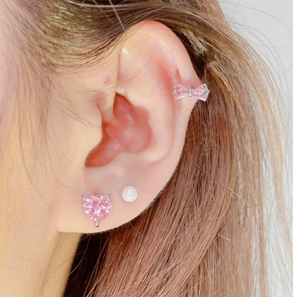 14K Gold Plated Stud Earrings 925 Sterling Silver Post Earrings Heart Love Cubic Zirconia Stud Earrings Small Cute for Women