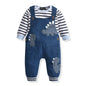 Cute Baby Boy Clothes Suit Toddler Boys' Striped long Sleeve T-Shirt+Denim Overalls Jumpsuit Pants Outfits Sets