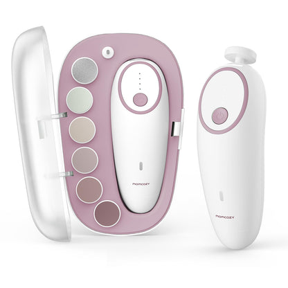 Momcozy Baby Nail File Electric, Gentle Baby Nail Trimmer Electric Rechargeable, Baby Nail Clipper Electric, 7 Grinding Head Replacement Pads