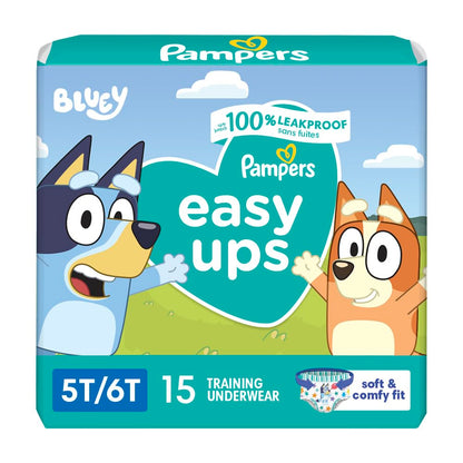 Pampers Training Pants - Easy Ups Boys & Girls Bluey - Size 4T-5T, 104 Count, Children's Potty Underwear (Packaging May Vary)