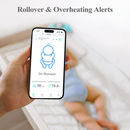 Sense-U Pro Baby Movement Monitor with Arousal Vibration, Movement/Rollover/Overheating Alerts, Audible & App Notifications, Easy Clip-On Design, Smart Sleep Monitor, FSA/HSA Eligible