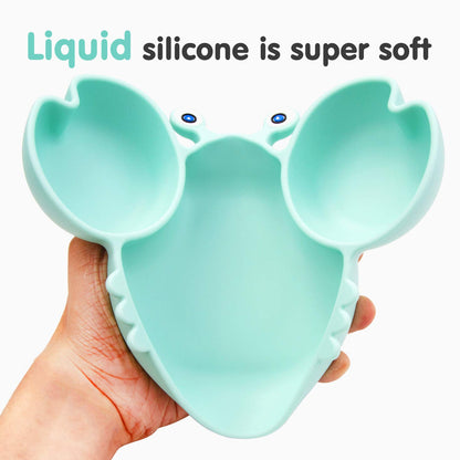 Silicone Suction Plate for Toddlers - Self Feeding Training Divided Plate Dish and Bowl for Baby and Toddler, Fits for Most Highchairs Trays, BPA Free Microwave Dishwasher Safe