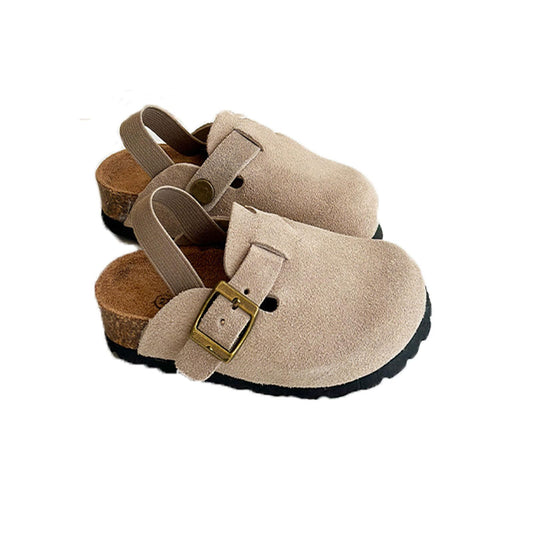 Kids Suede Clogs Toddler Clogs Boys Girls Sandals Cork Adjustable Buckle Mules