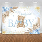 Mocsicka Girl Bear Backdrop Pink Boho Pampas Grass Background We Can Bearly Wait Baby Shower Party Cake Table Decoration Photo Booth Props (7x5ft)