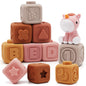 Nueplay 13 Pcs Building Circle & Blocks, Stacking & Nesting Baby Toys with Horse Figure, Newborn Essentials Squeeze Teething Toy Gifts for 6 12 18 Months Baby Toddler Girls
