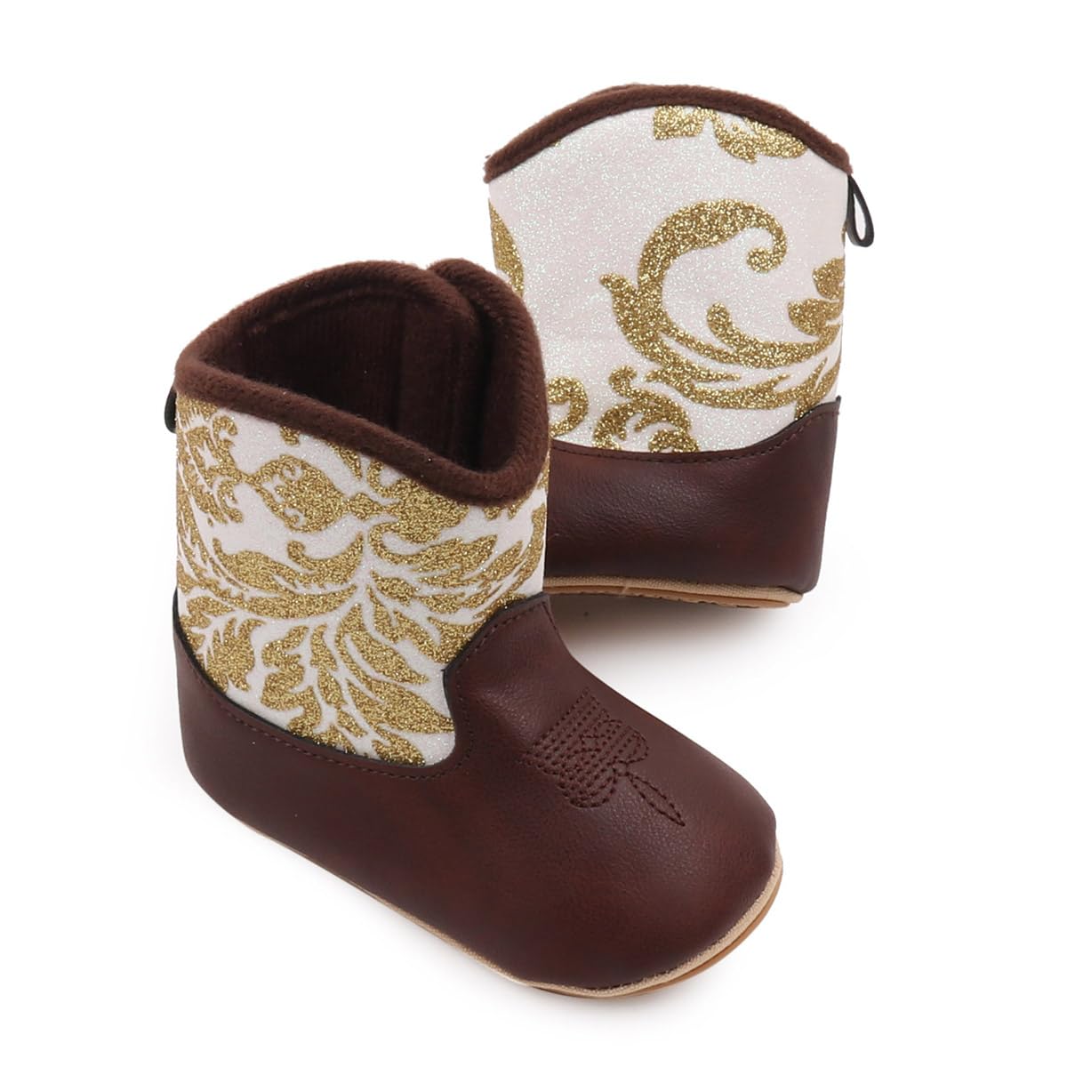 Kuner Baby Cowboy Boots Western Boots Toddler Cowboy Bootie Soft Sole Non-Slip Crib Shoes for Infant Boys Girls0-18 Months