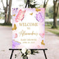Printable Sign, Butterfly Baby Shower Welcome Sign, 12 x 18 inches to 24 x 36 inches, Corrugated Plastic, Romantic Style