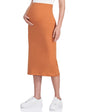POSHDIVAH Women's Maternity Skirt Over The Belly Midi High Waisted Solid Stretchy Pregnancy Pencil Skirt
