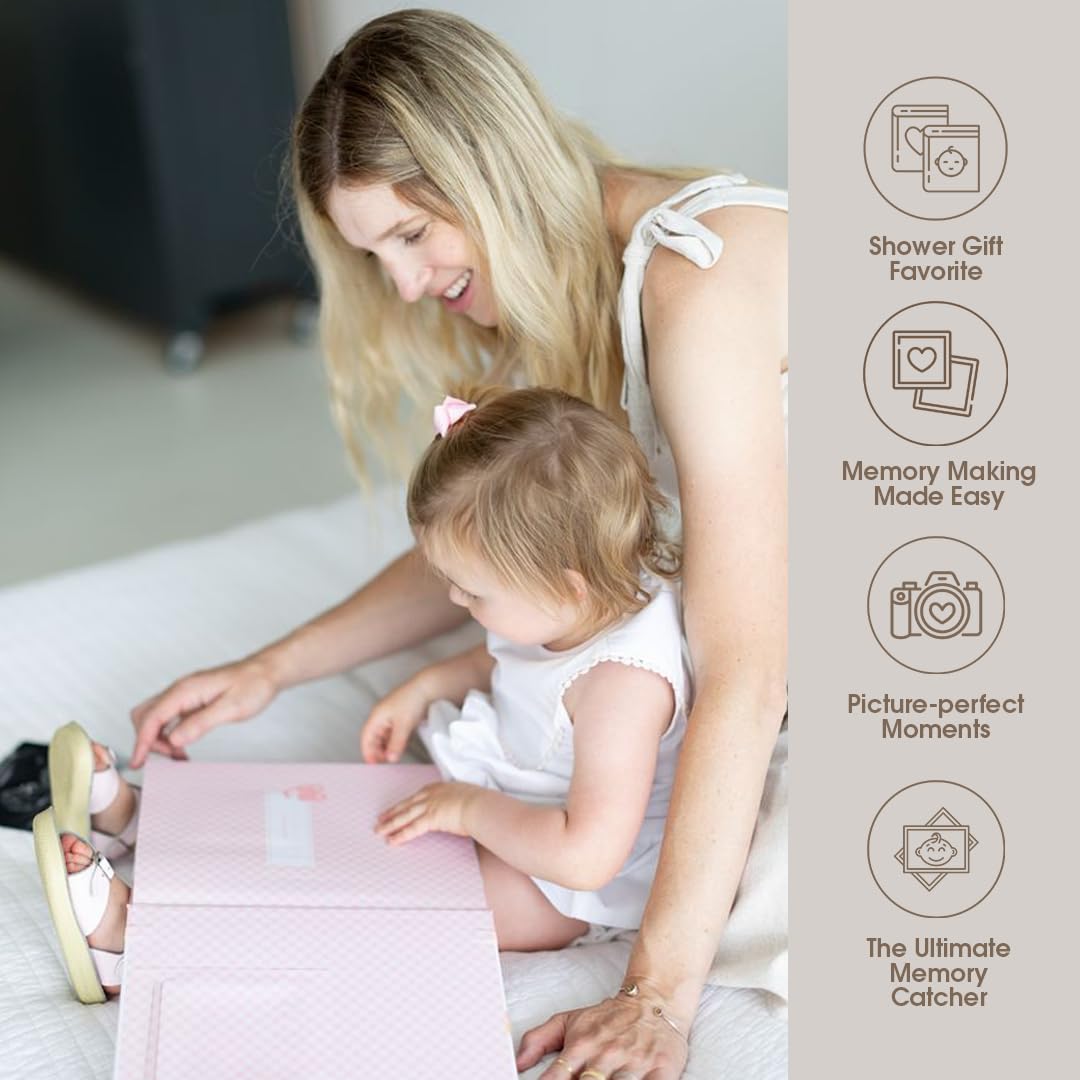 Bird Photo Album, Memory Keepsake Babybook, Gender-Neutral Baby Accessory for New and Expecting Parents, Pink