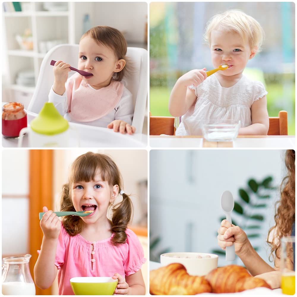 Vicloon Silicone Baby Feeding Spoons - 7 PCS First Stage for Infants, Ultra-Durable & Chewproof, Dishwasher Safe Baby Utensils