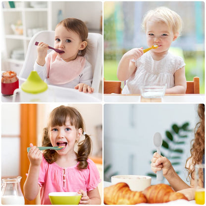 Vicloon Silicone Baby Feeding Spoons - 7 PCS First Stage for Infants, Ultra-Durable & Chewproof, Dishwasher Safe Baby Utensils