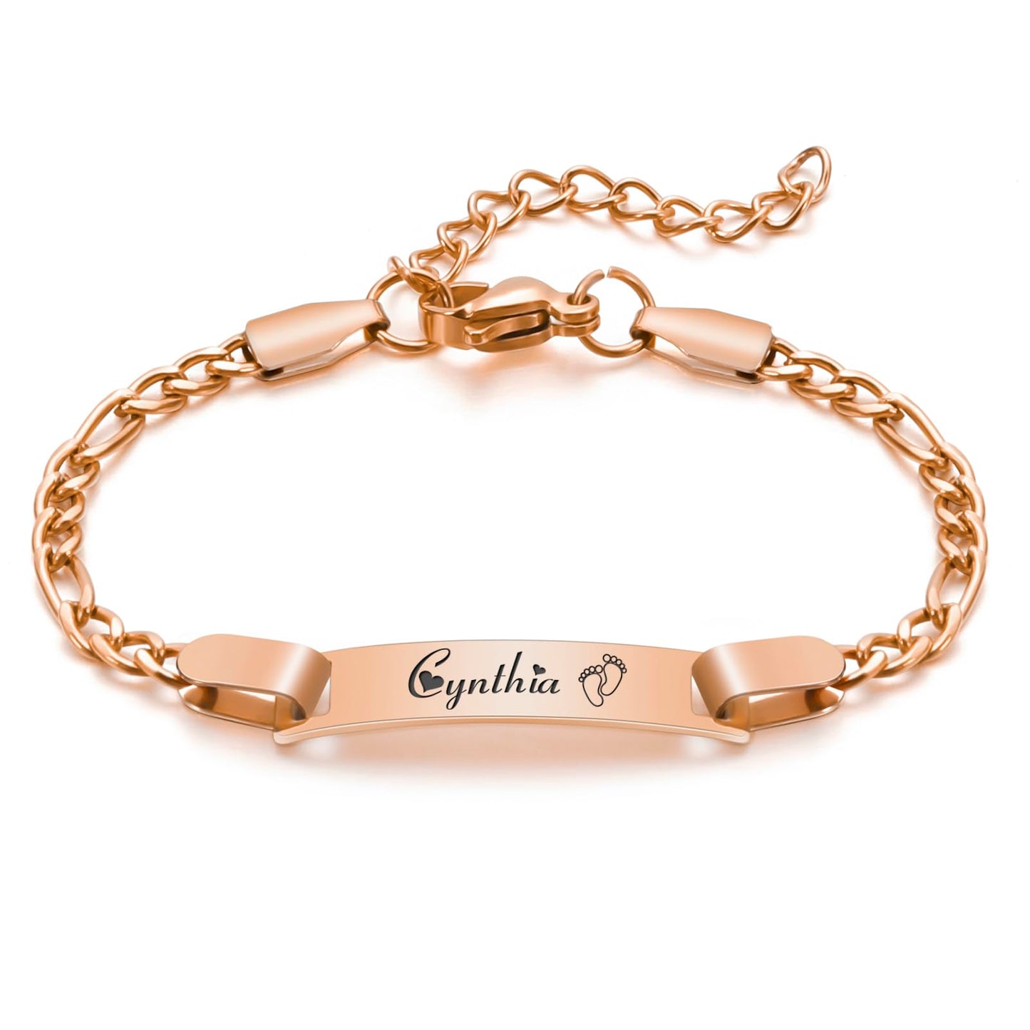Personalized Baby Name Bracelet, 18K Gold Plated Customized Bracelets Id Protection Bracelet New Born Birthday Gift for Toddler Girls Boys