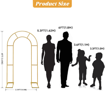 Double Arch Backdrop Stand Metal Open Arch Backdrop Frame U Shaped Wedding Arches for Ceremony Baby Shower Garden Birthday Party Decoration (Gold, 6FT×3FT)