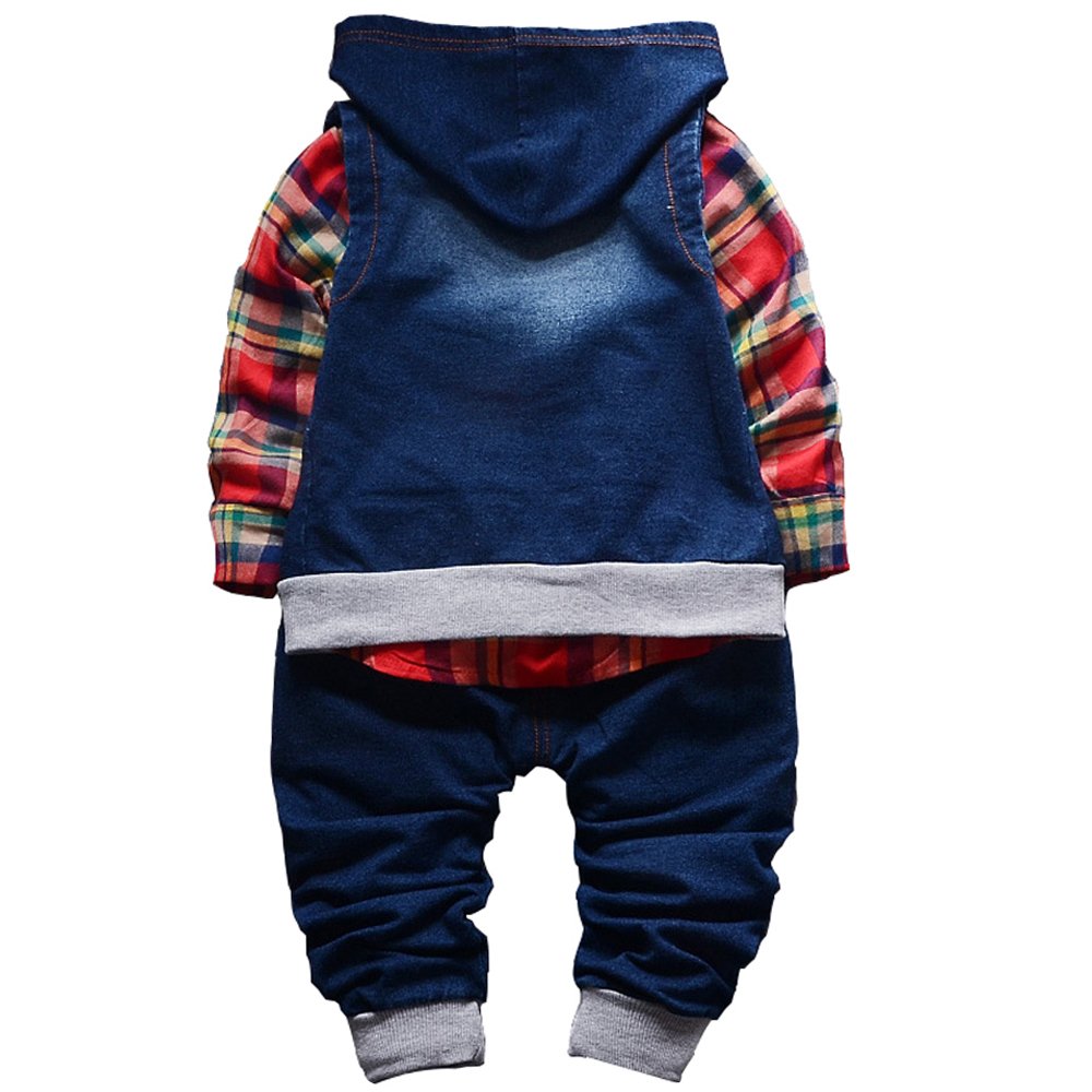 Yao 9M-5T Spring Autumn Baby Boys 3pcs Clothing Set Cotton Shirt Jeans Denim Vest