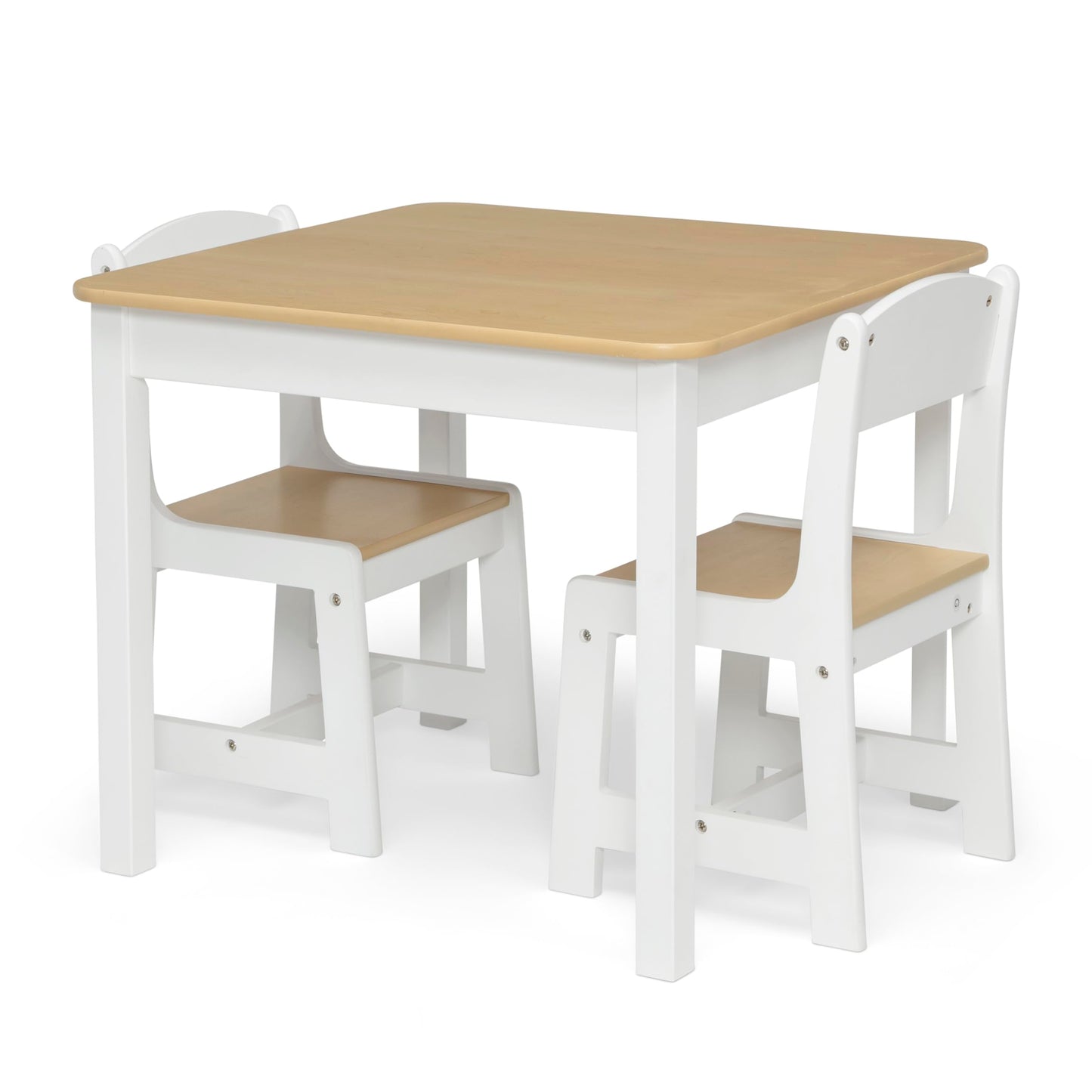 Delta Children MySize Kids Wood Table and Chair Set (2 Chairs Included) - Ideal for Arts & Crafts, Snack Time, & More - Greenguard Gold Certified, Bianca White, 3 Piece Set
