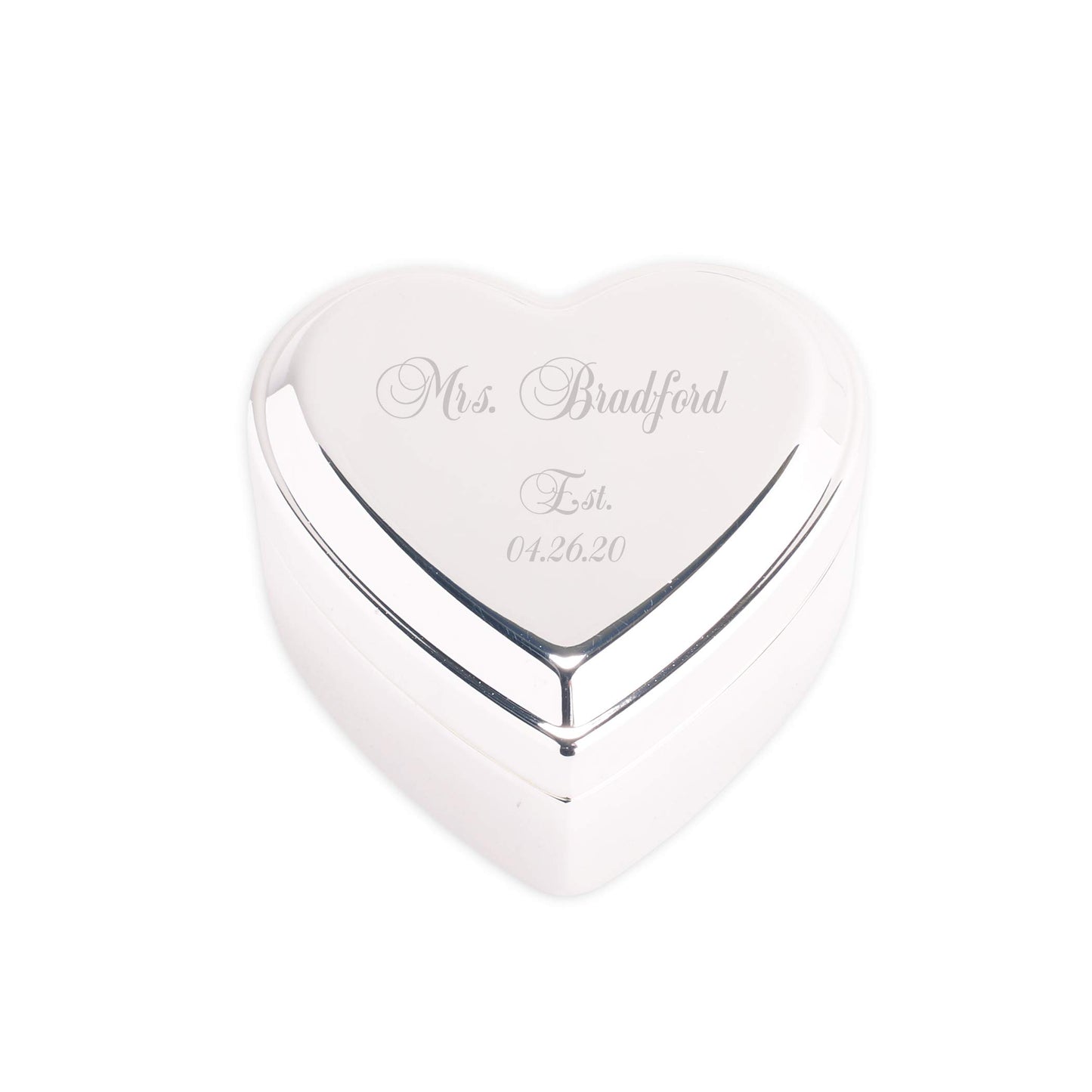 Cherished Moments Personalized Heart Jewelry Keepsake Box with Custom Engraved Cross and Name for Baby Baptism Gift for Girls, Silver Toned