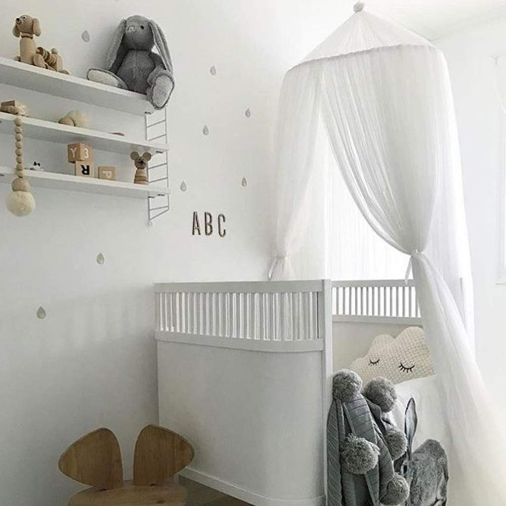 Bed Canopy for Girls - Princess Bed Canopy Mosquito Net Nursery Play Room Decor Dome Premium Yarn Netting Curtains Baby Game Dream Castle, Pink