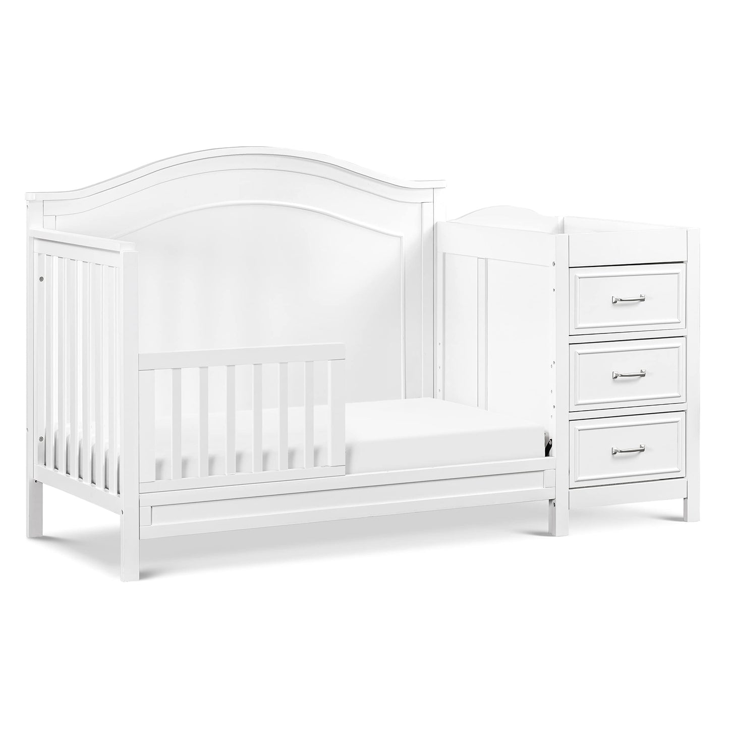 DaVinci Charlie 4-in-1 Convertible Mini Crib and Changer Combo in White, Greenguard Gold Certified