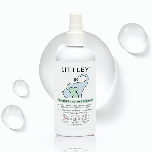 Littley Pacifier & Teether Cleaner with Hypochlorous Acid, Non-Toxic & Alcohol-Free, Gentle Formula for Cleaning Baby & Toddler Essentials, 2oz Travel-Size Spray Bottle