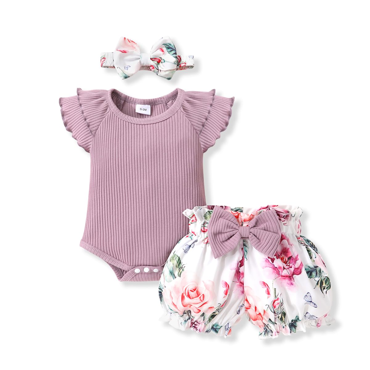 YOUNGER TREE Newborn Infant Baby Girl Clothes Romper Shorts Set Floral Summer Outfits Cute Baby Girl Clothing