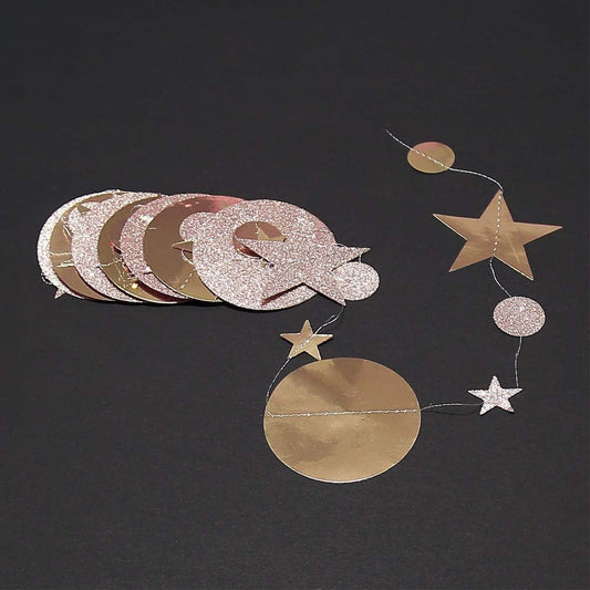 Decor365 Twinkle Star Garland Champagne Gold Party Decorations Stars Banner Ceiling Hanging Decor Streamer Backdrop for Birthday Baby Shower Christmas New Year Eve Starry Night Theme Party Supplies