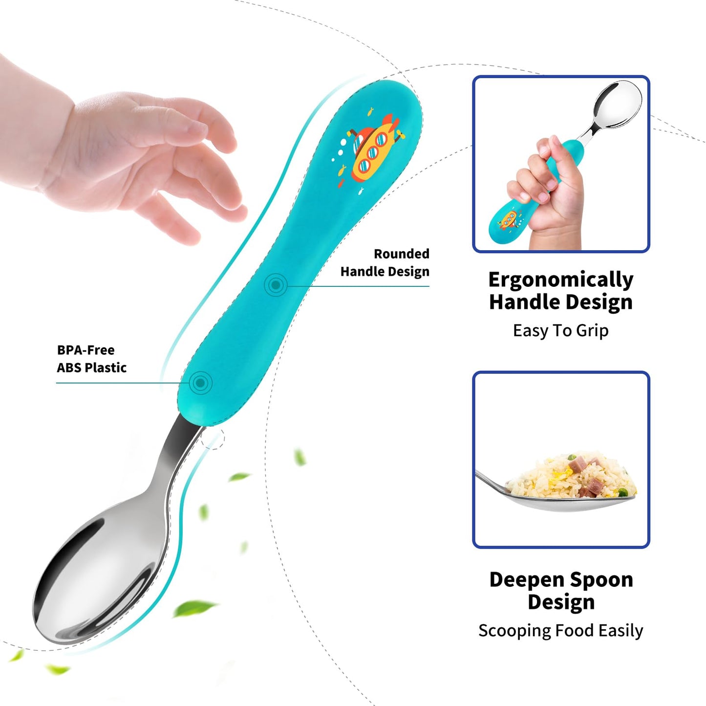 Lehoo Castle Kids Utensils, 6pcs Silverware Set, Safe Stainless Steel Toddler Fork and Spoon, Includes 3 Spoons and 3 Forks (Pink)