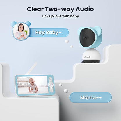 ieGeek 5'' Video Baby Monitor with 1080P HD Camera, WiFi Smartphone App Control, Night Vision, Sound & Motion Detection, 2-Way Talk, 360° PTZ, LCD Monitor Included, 24/7 Recording with Local Storage