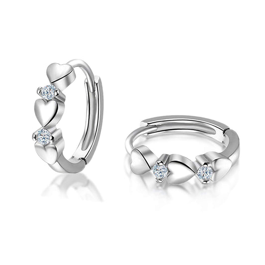 CiNily 14K White Gold Plated Small Hoop Earrings for Women Girls Heart Cubic Zirconia Hypoallergenic Earrings