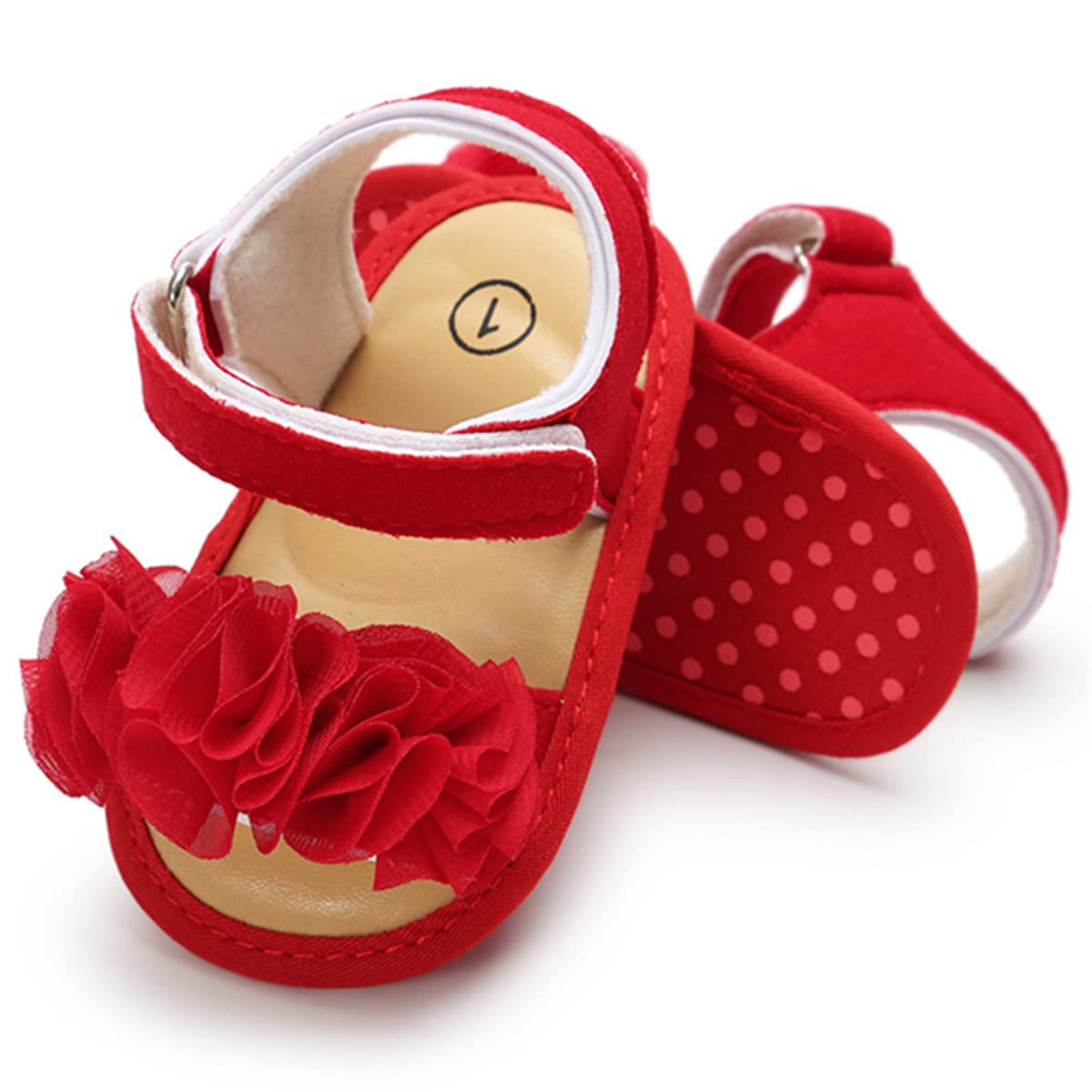 COSANKIM Infant Baby Girls Summer Sandals with Flower Soft Sole Newborn Toddler First Walker Crib Dress Shoes